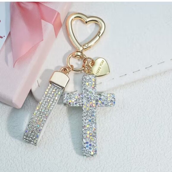 Handbags - BUY IT NOW PRICE Cross Rhinestone Bag Charm Keychain
